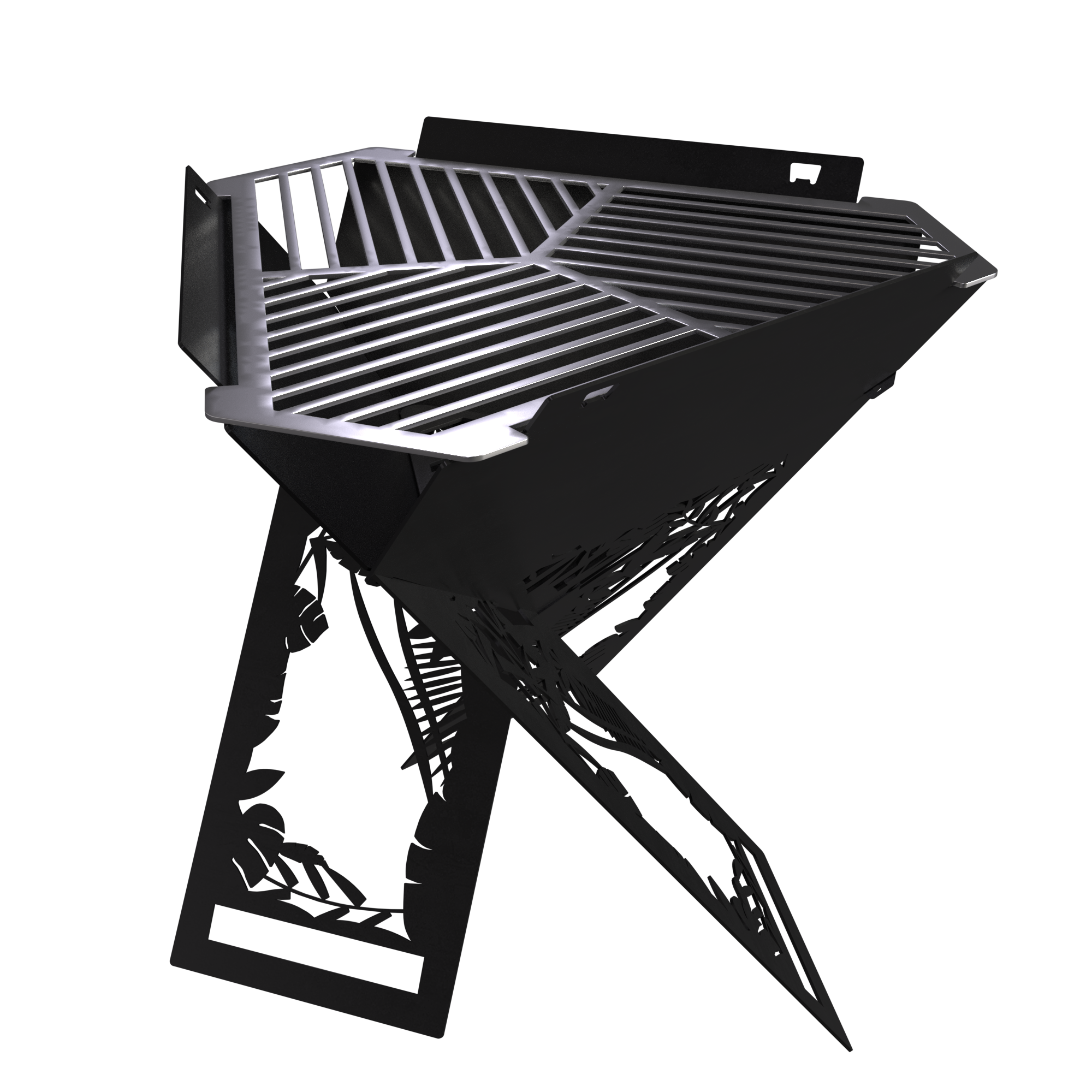 Leaf Collapsible Portable Outdoor BBQ and Fire Pit - Matt Black