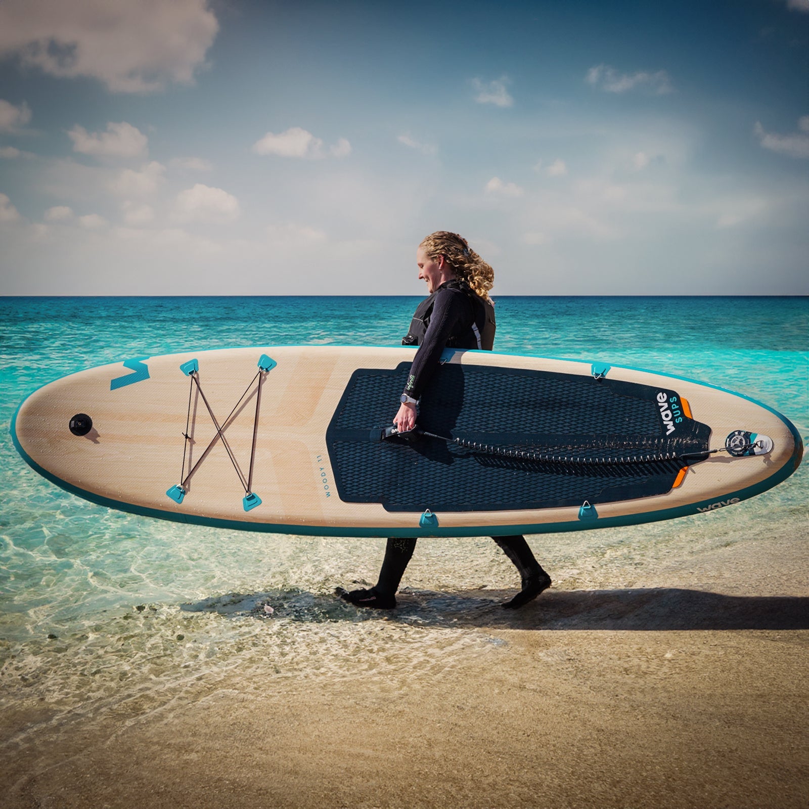 Woody SUP | Inflatable Stand - Up Paddleboard | 10/11ft | Aqua - Wave Sups EU