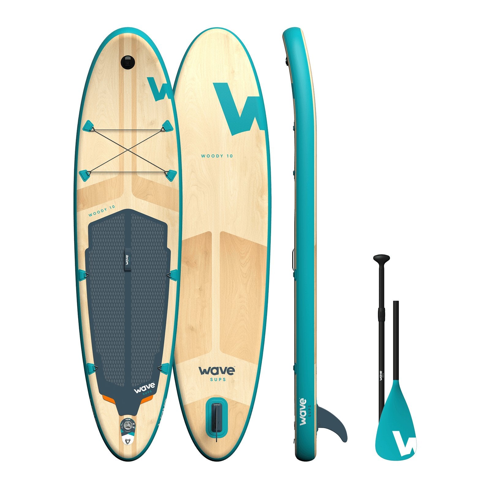 Woody SUP | Inflatable Stand-Up Paddleboard | 10/11ft | Aqua - Wave Sups EU