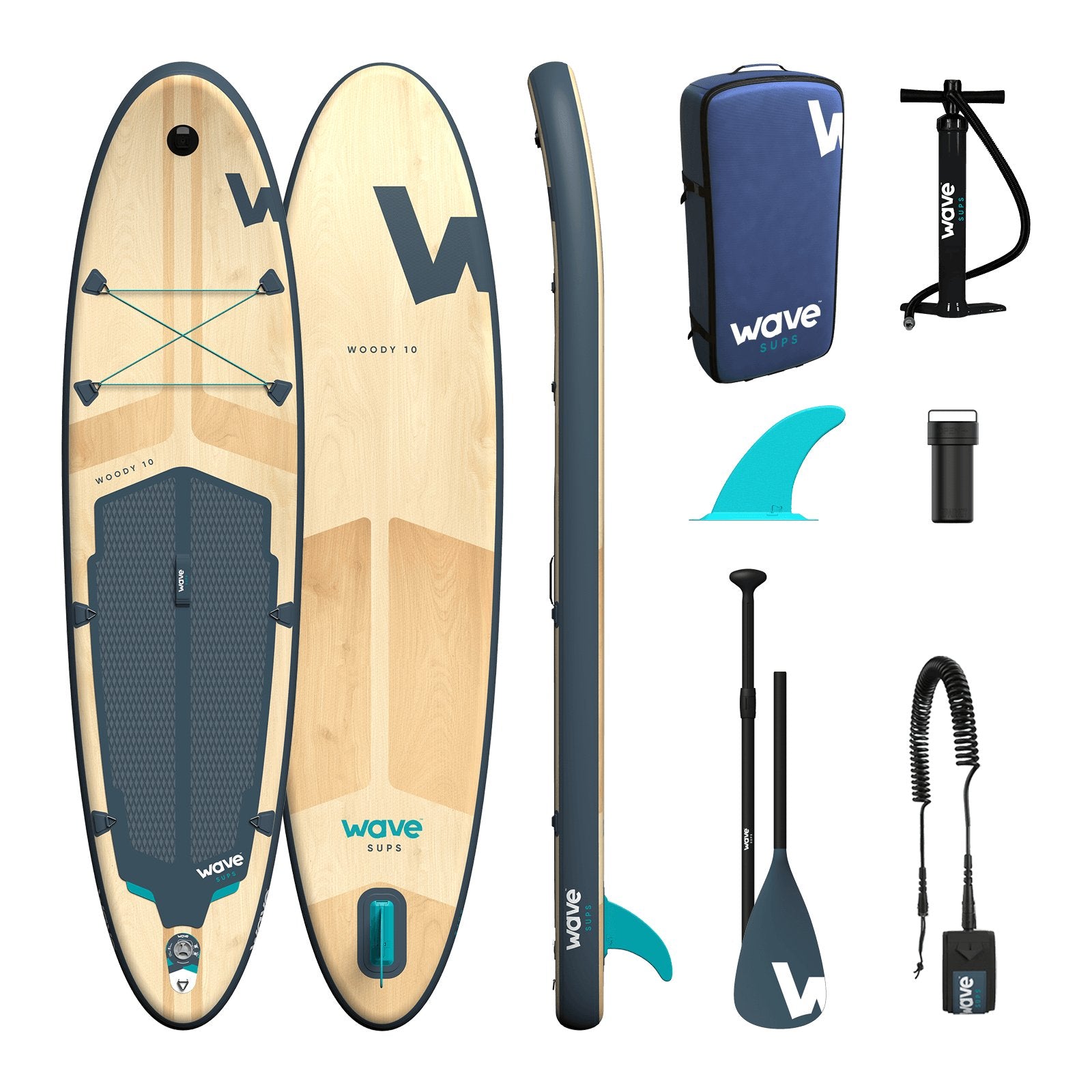 Woody SUP | Inflatable Stand-Up Paddleboard | 10/11ft | Navy - Wave Sups EU